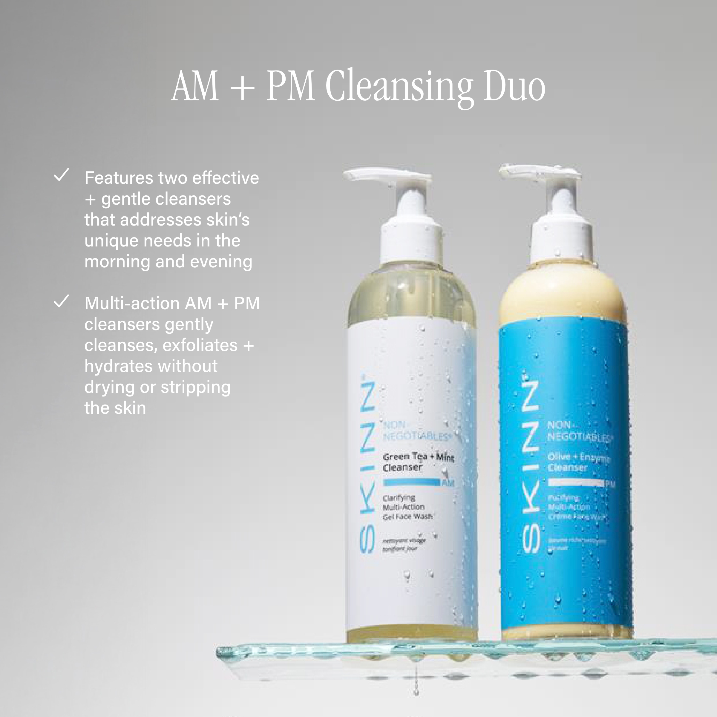 SKINN Non-Negotiables AM and PM Cleansers with Reusable Cleansing