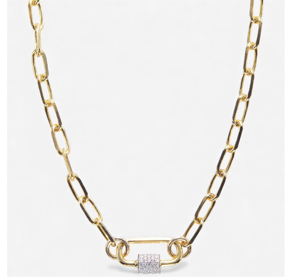 Image 114898.jpg, Product 114-898 / Price $380.00, Hillberg & Berk Sterling Silver/14K Paper Clip Chain with Carabiner Charm Holder from Hillberg & Berk Jewellery on TSC.ca's Jewellery department