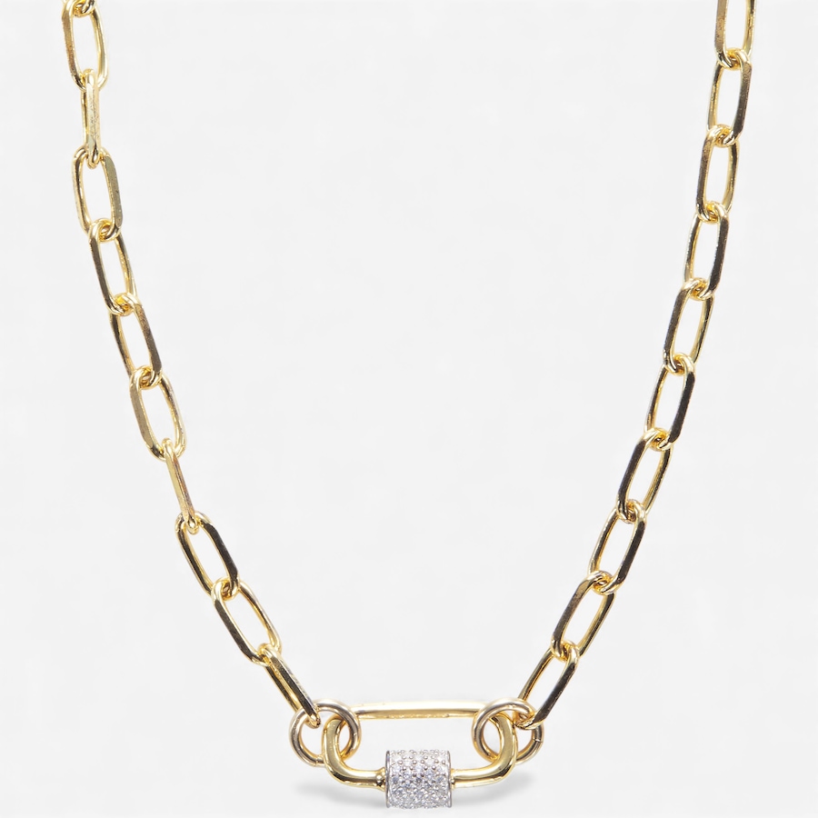 Image 114898.jpg, Product 114-898 / Price $380.00, Hillberg & Berk Sterling Silver/14K Paper Clip Chain with Carabiner Charm Holder from Hillberg & Berk Jewellery on TSC.ca's Jewellery department