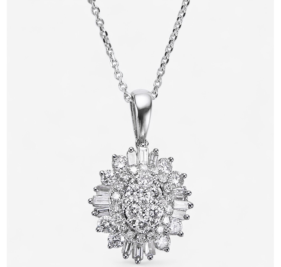 Image 114926_WGL.jpg, Product 114-926 / Price $2,699.99, 14K Gold 1.00 av. ctw Diamond Cluster Pendant Necklace from Diamond Show on TSC.ca's Jewellery department