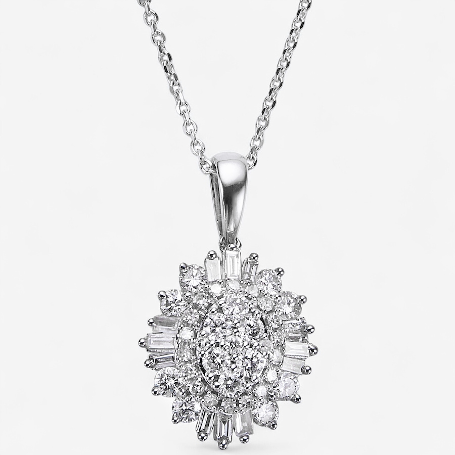 Image 114926_WGL.jpg, Product 114-926 / Price $2,699.99, 14K Gold 1.00 av. ctw Diamond Cluster Pendant Necklace from Diamond Show on TSC.ca's Jewellery department