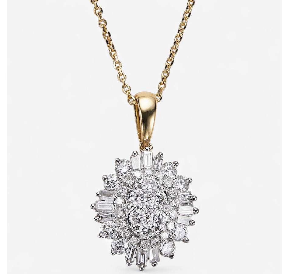 Image 114926_YGL.jpg, Product 114-926 / Price $2,699.99, 14K Gold 1.00 av. ctw Diamond Cluster Pendant Necklace from Diamond Show on TSC.ca's Jewellery department