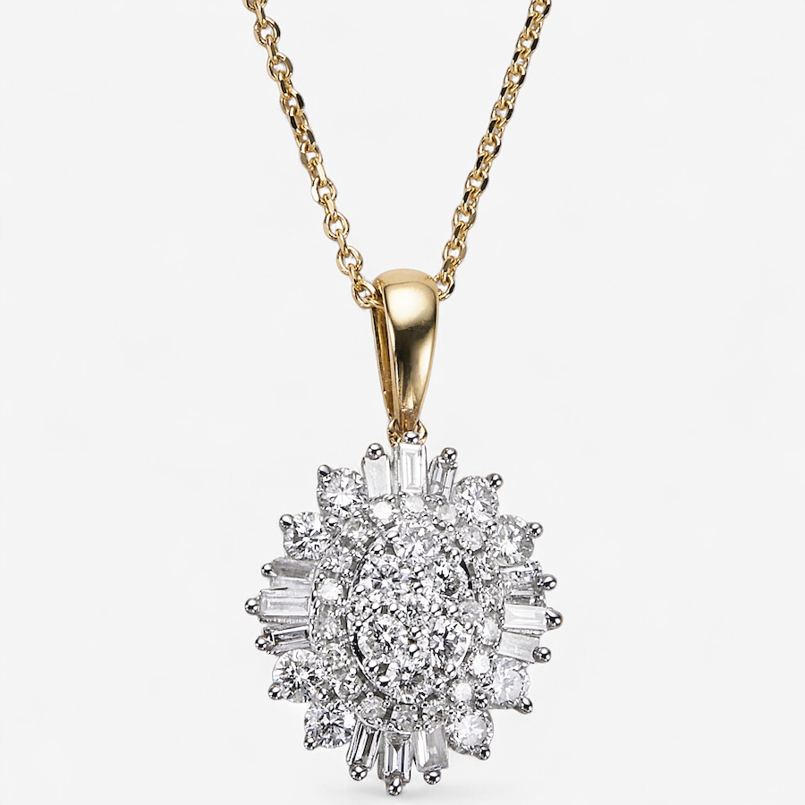 Image 114926_YGL.jpg, Product 114-926 / Price $2,699.99, 14K Gold 1.00 av. ctw Diamond Cluster Pendant Necklace from Diamond Show on TSC.ca's Jewellery department