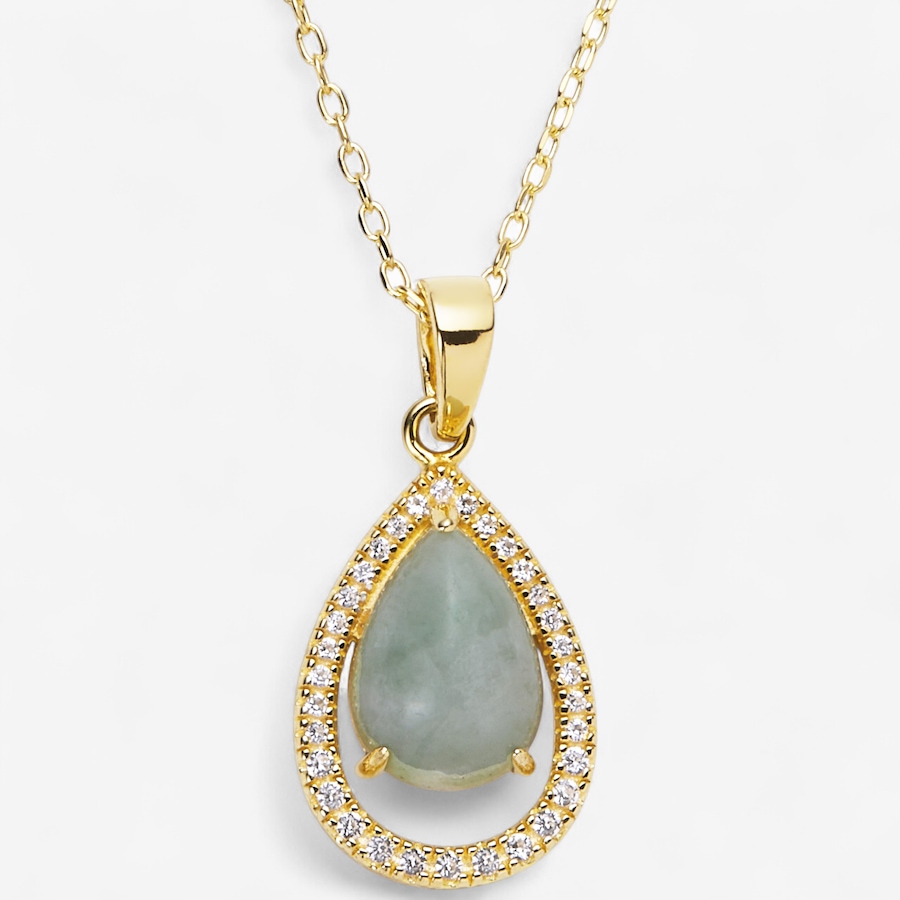 Image 114927.jpg, Product 114-927 / Price $119.99, Jade Of Yesteryear Sterling Silver 18K Pearshape Halo Pendant With Chain from Jade of Yesteryear on TSC.ca's Jewellery department