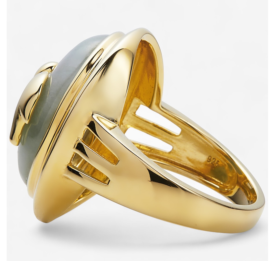Image 114933_ALTMORE1.jpg, Product 114-933 / Price $189.99, Jade of Yesteryear Sterling Silver 23K Yellow Gold Plate Oval Jade Ring With Elephant Motif from Jade of Yesteryear on TSC.ca's Jewellery department