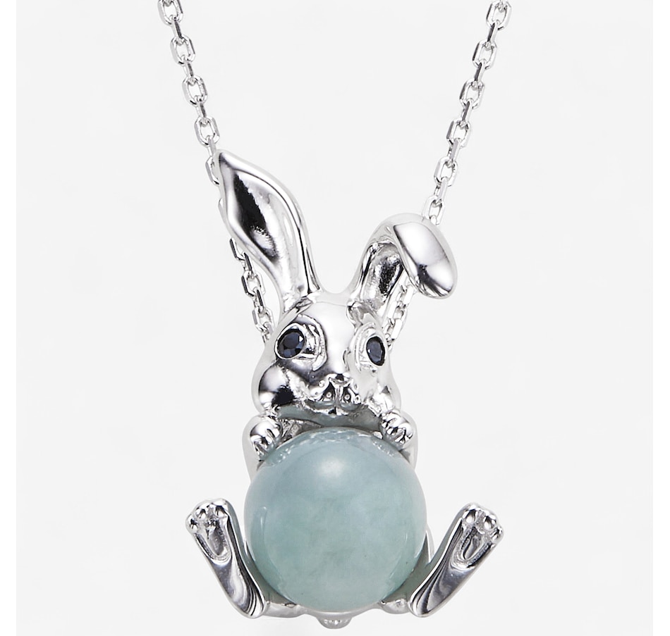 Image 114945.jpg, Product 114-945 / Price $109.99, Jade Of Yesteryear Sterling Silver Rhodium Plate Rabbit And Jade Pendant With Chain from Jade of Yesteryear on TSC.ca's Jewellery department
