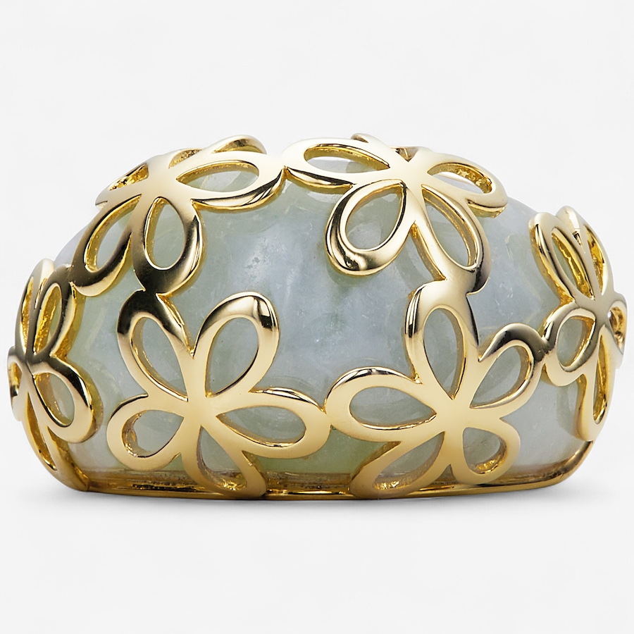 Image 114953.jpg, Product 114-953 / Price $229.99, Jade of Yesteryear Sterling Silver 23K Yellow Gold Plate Flower Motif Dome Ring from Jade of Yesteryear on TSC.ca's Jewellery department