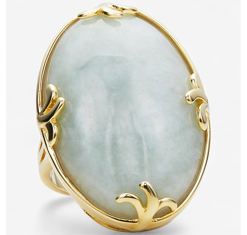Image 114954.jpg, Product 114-954 / Price $179.99, Jade of Yesteryear Sterling Silver 23K Yellow Gold Plate Large Oval Jade from Jade of Yesteryear on TSC.ca's Jewellery department