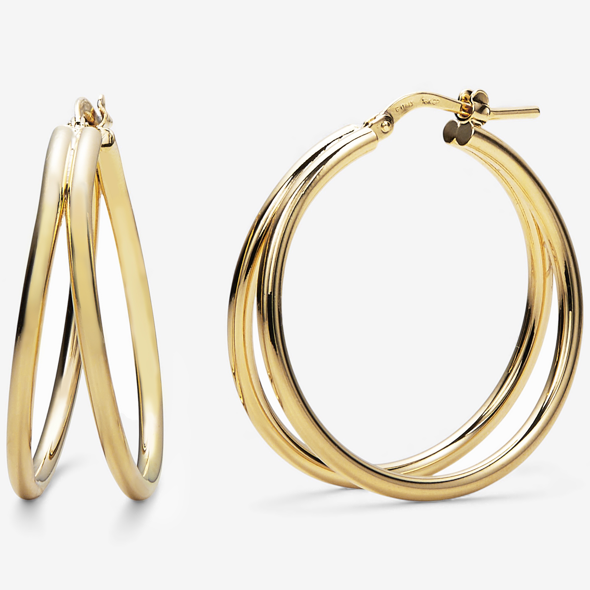 Bronzoro Yellow Gold Plate Split Hoop Earrings - TSC.ca