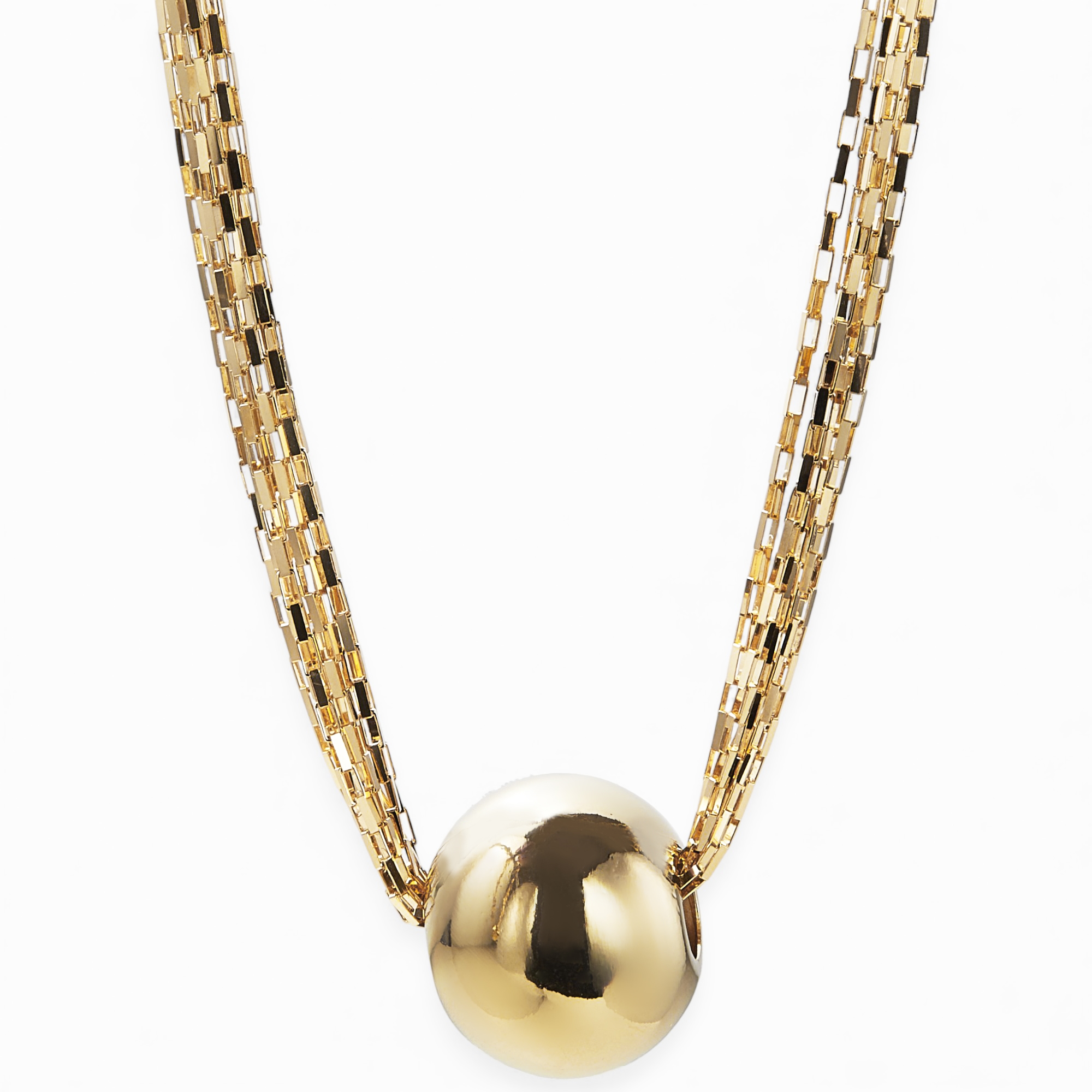 Bronzoro Yellow Gold Plate Multi-Strand Necklace with Centre Bead