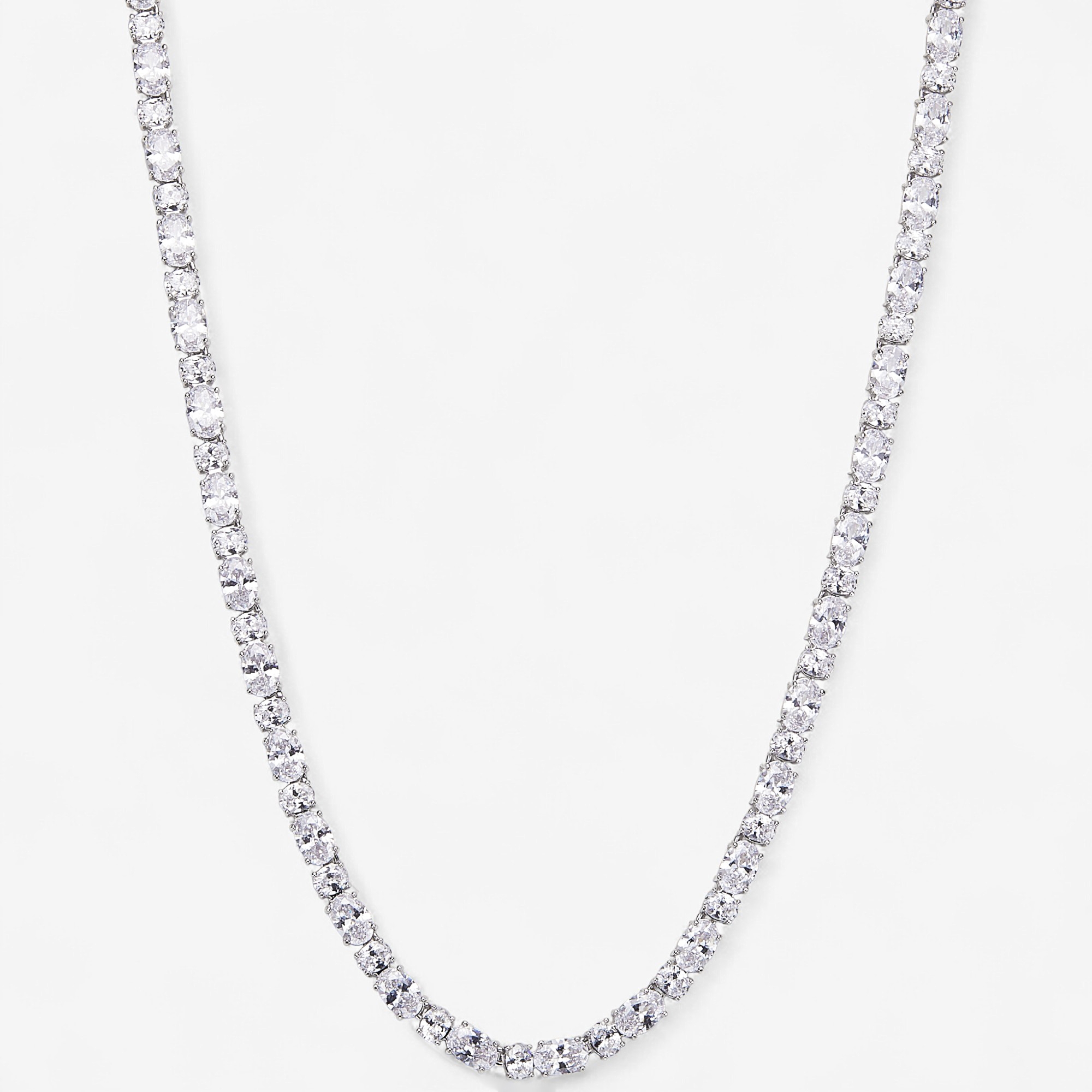 Diamonelle Sterling Silver Oval Diamonelle Tennis Necklace - TSC.ca