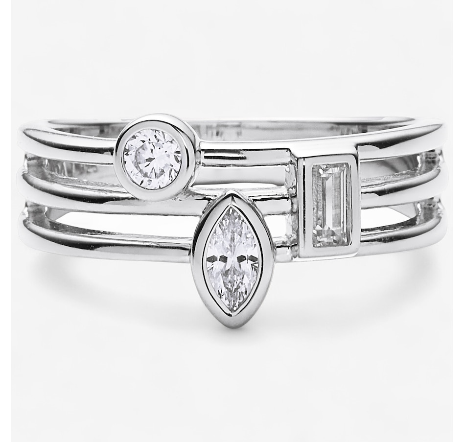 Image 115011_RHOP.jpg, Product 115-011 / Price $99.99, Diamonelle Sterling Silver Multi-Shape Diamonelle Ring from Diamonelle on TSC.ca's Jewellery department