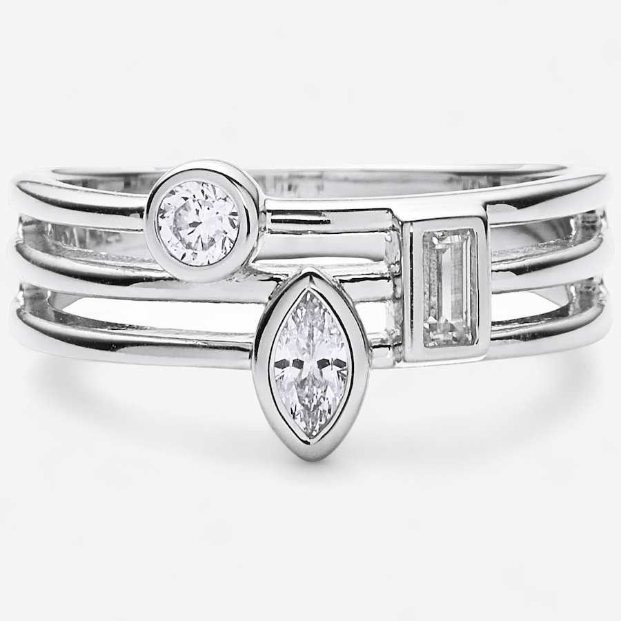 Image 115011_RHOP.jpg, Product 115-011 / Price $99.99, Diamonelle Sterling Silver Multi-Shape Diamonelle Ring from Diamonelle on TSC.ca's Jewellery department