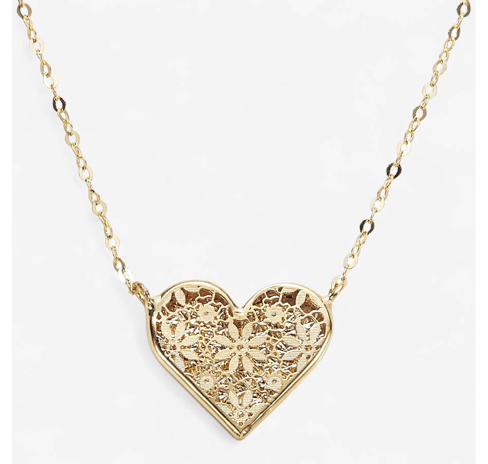 Image 115014.jpg, Product 115-014 / Price $499.99, Stefano Oro 14K Yellow Gold Flower Ricami Heart Necklace from Stefano Oro on TSC.ca's Jewellery department