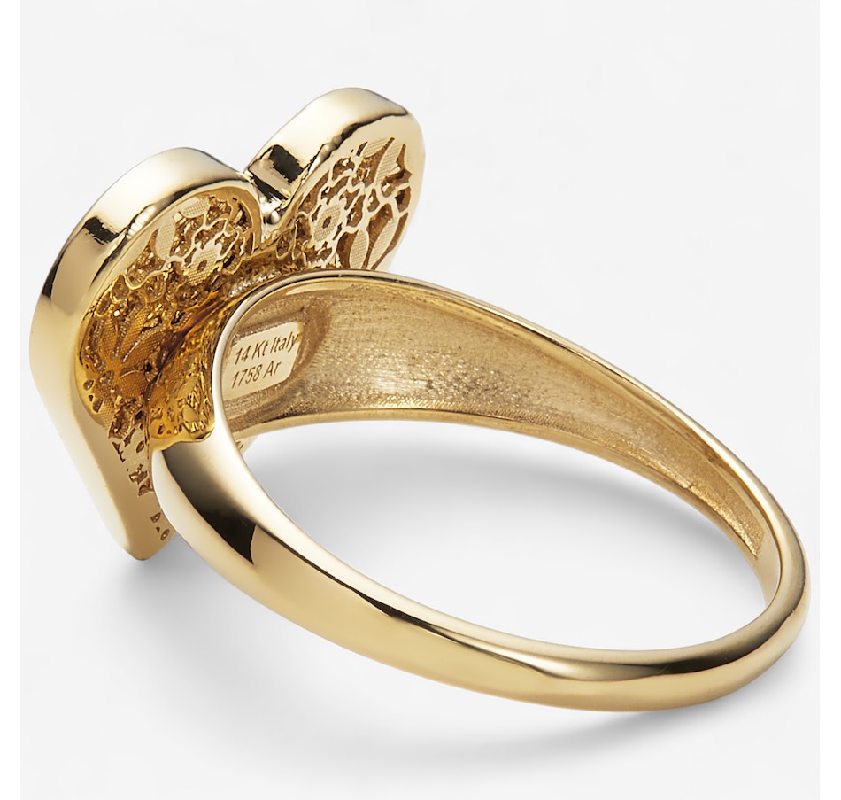 Image 115016_ALTMORE1.jpg, Product 115-016 / Price $749.99, Stefano Oro 14K Yellow Gold Flower Ricami Heart Ring from Stefano Oro on TSC.ca's Jewellery department