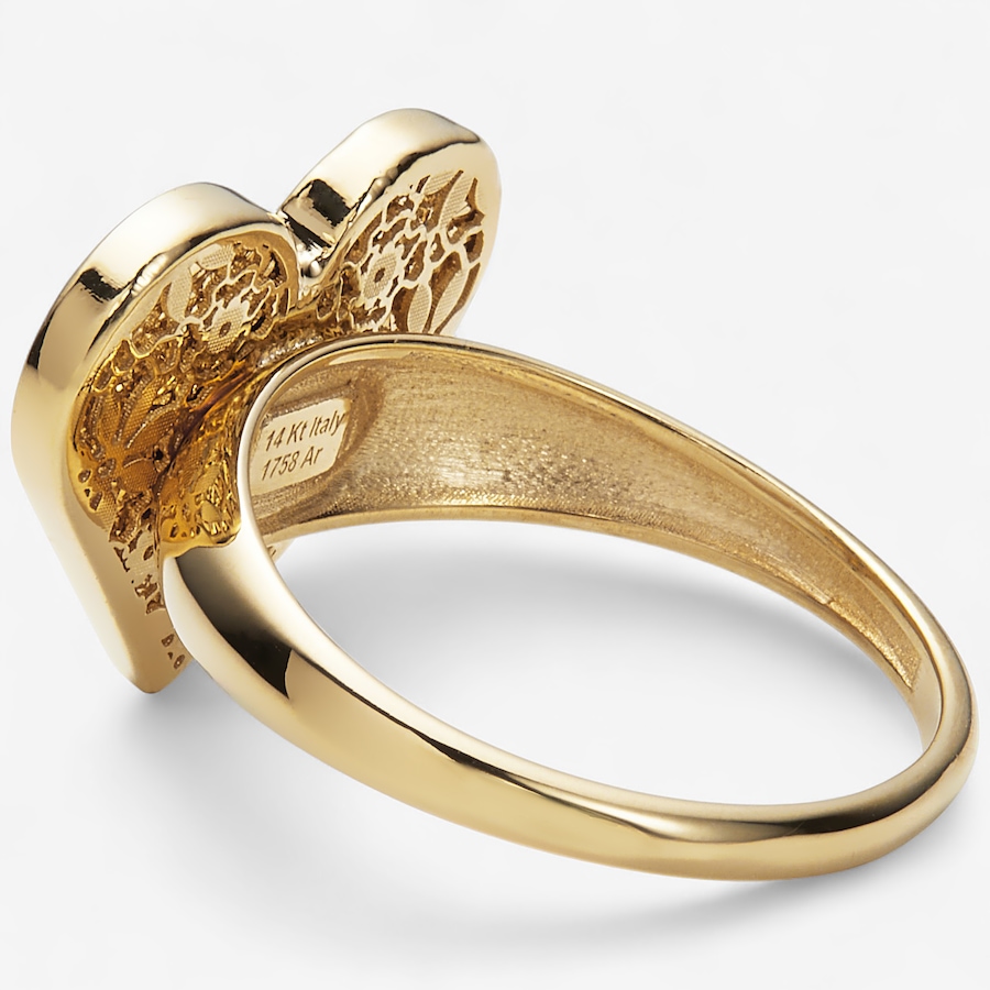 Image 115016_ALTMORE1.jpg, Product 115-016 / Price $879.99, Stefano Oro 14K Yellow Gold Flower Ricami Heart Ring from Stefano Oro on TSC.ca's Jewellery department