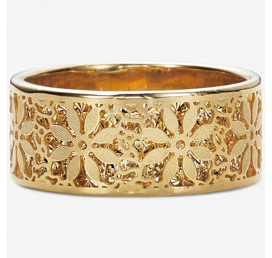 Image 115017.jpg, Product 115-017 / Price $579.99, Stefano Oro 14K Yellow Gold Cigar Band Flower Ricami Ring from Stefano Oro on TSC.ca's Jewellery department