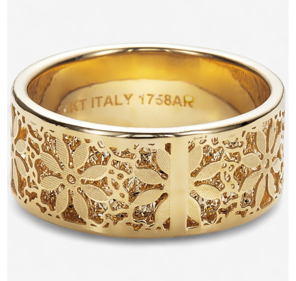 Image 115017_ALTMORE1.jpg, Product 115-017 / Price $579.99, Stefano Oro 14K Yellow Gold Cigar Band Flower Ricami Ring from Stefano Oro on TSC.ca's Jewellery department