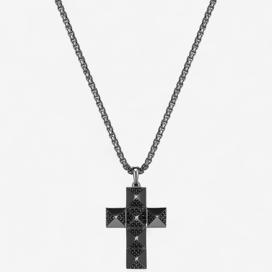 Image 115029.jpg, Product 115-029 / Price $279.99, Ethos Sterling Silver Genuine Black Sapphire Pyramid Cross Pendant With Chain from Ethos on TSC.ca's Jewellery department