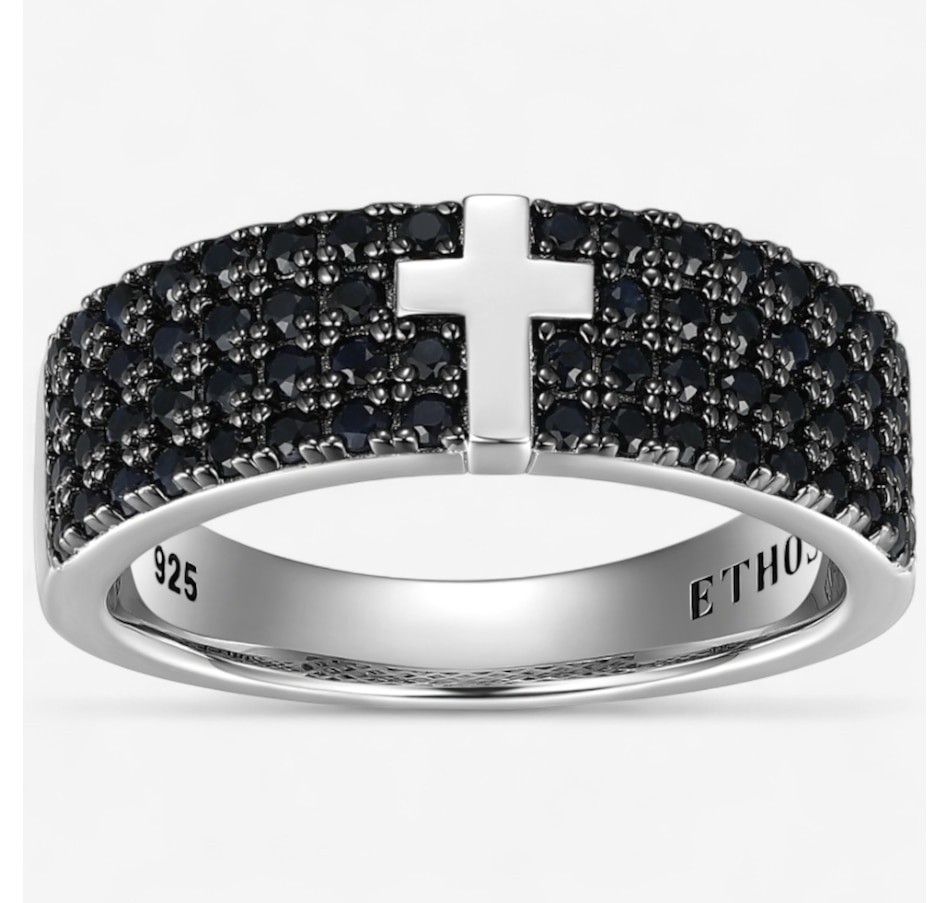Image 115037.jpg, Product 115-037 / Price $189.99, Ethos Two Tone Genuine Black Sapphire Cross Band Ring from ETHOS on TSC.ca's Jewellery department