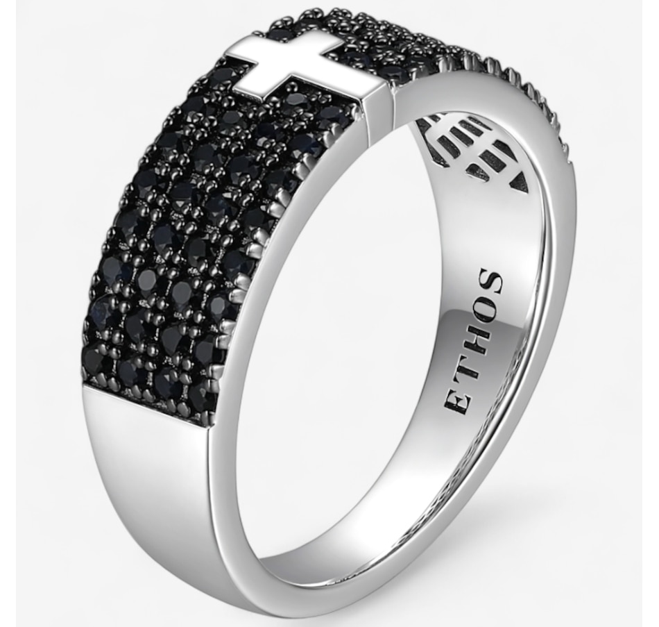 Image 115037_ALTMORE2.jpg, Product 115-037 / Price $189.99, Ethos Two Tone Genuine Black Sapphire Cross Band Ring from ETHOS on TSC.ca's Jewellery department