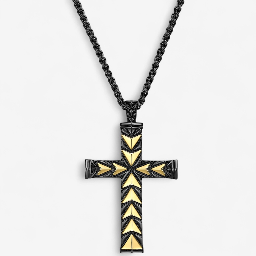 Image 115040.jpg, Product 115-040 / Price $269.99, Ethos Sterling Silver Two Tone Chevron Cross Pendant With Chain from Ethos on TSC.ca's Jewellery department