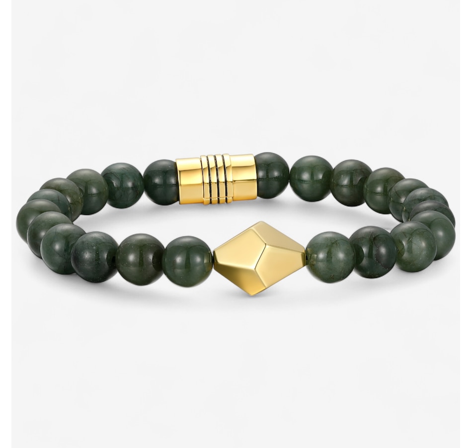 Image 115050.jpg, Product 115-050 / Price $399.99, Ethos Sterling Silver 10mm Genuine Dark Green Jade & Silver Beads Bracelet from Ethos on TSC.ca's Jewellery department