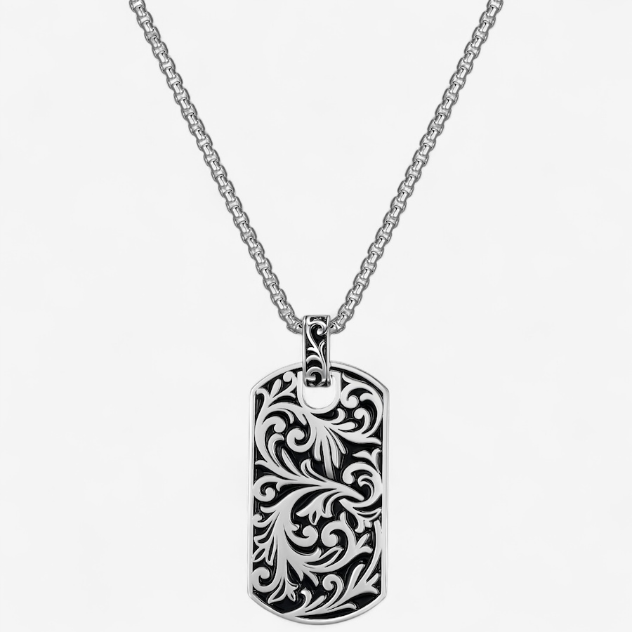 Image 115053.jpg, Product 115-053 / Price $279.99, Ethos Sterling Silver Two Tone Intaglio Dog Tag Necklace from Ethos on TSC.ca's Jewellery department