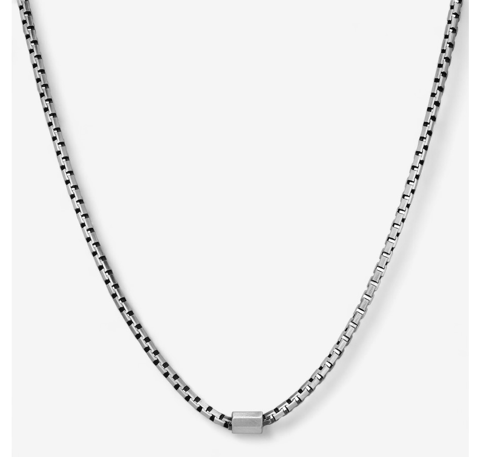 Image 115059.jpg, Product 115-059 / Price $279.99, Ethos Sterling Silver Box Chain With Barrel in Gun Metal & Brush Finish Plating from ETHOS on TSC.ca's Jewellery department
