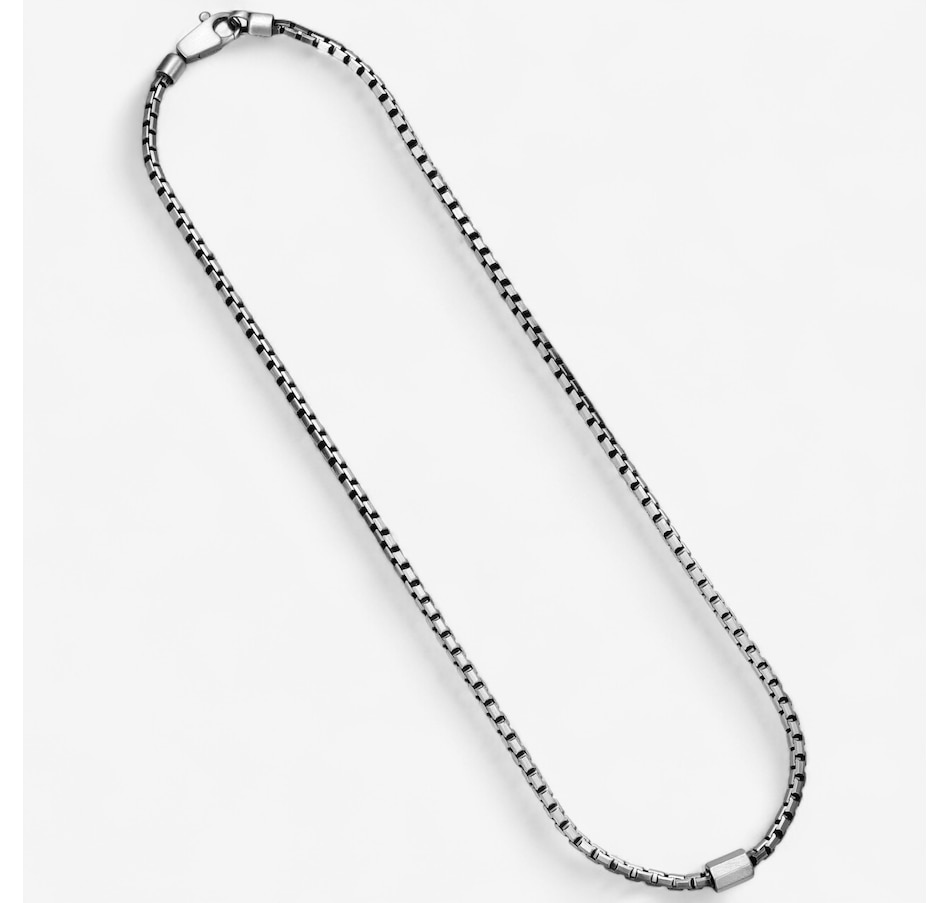 Image 115059_ALTMORE1.jpg, Product 115-059 / Price $279.99, Ethos Sterling Silver Box Chain With Barrel in Gun Metal & Brush Finish Plating from ETHOS on TSC.ca's Jewellery department