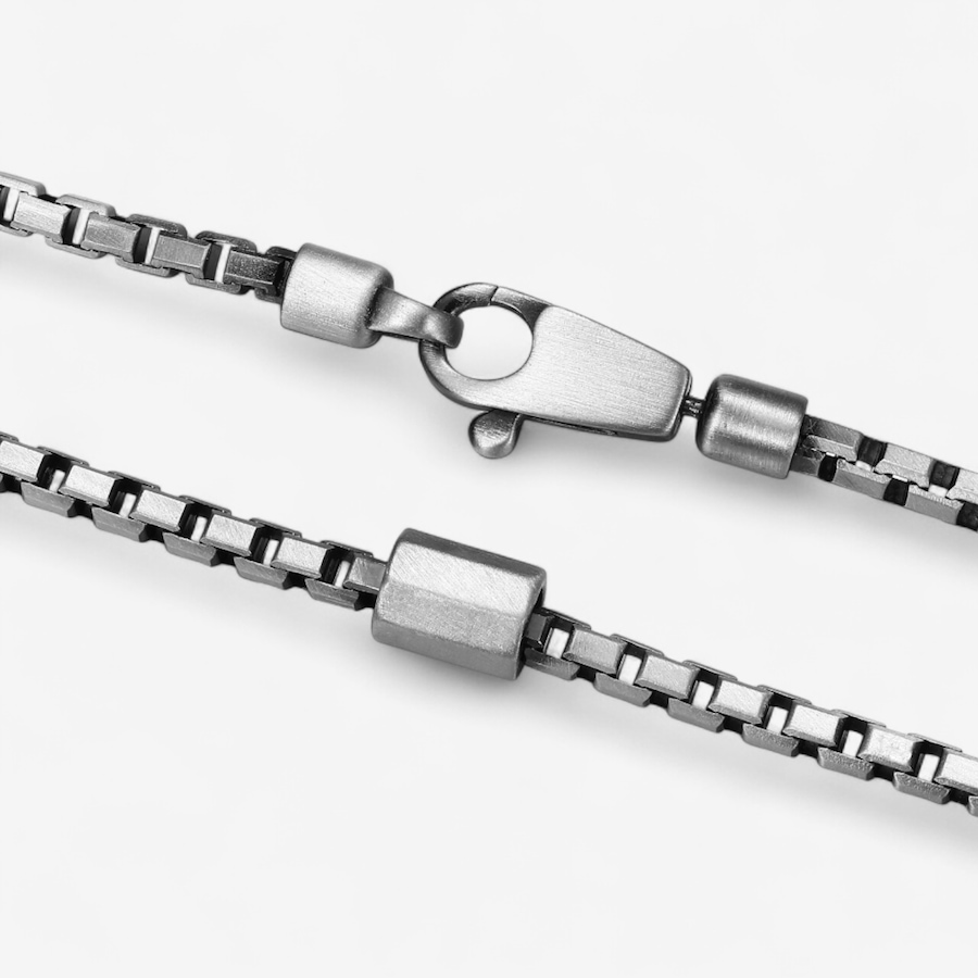 Image 115059_ALTMORE2.jpg, Product 115-059 / Price $279.99, Ethos Sterling Silver Box Chain With Barrel in Gun Metal & Brush Finish Plating from Ethos on TSC.ca's Jewellery department