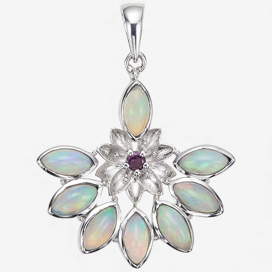 Image 115169_OPLRD.jpg, Product 115-169 / Price $279.99, Himalayan Gems Sterling Silver Gemstone Floral Pendant from Himalayan Gems on TSC.ca's Jewellery department