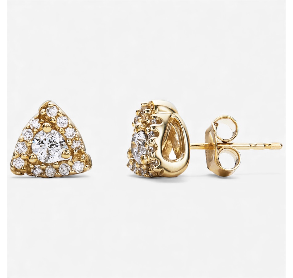 Image 115185.jpg, Product 115-185 / Price $1,049.99, 10K Yellow Gold 0.50ctw Diamond Trillion Shape Stud Earrings from The Vault on TSC.ca's Jewellery department