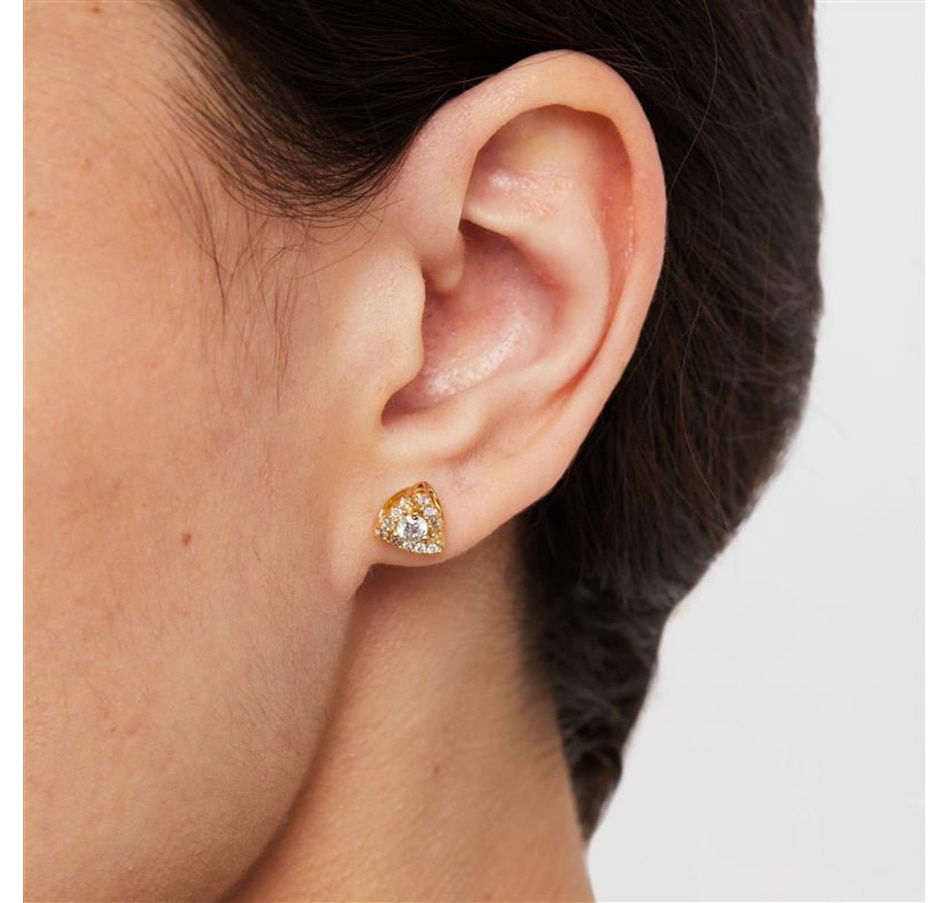Image 115185_ALTMORE2.jpg, Product 115-185 / Price $1,049.99, 10K Yellow Gold 0.50ctw Diamond Trillion Shape Stud Earrings from The Vault on TSC.ca's Jewellery department