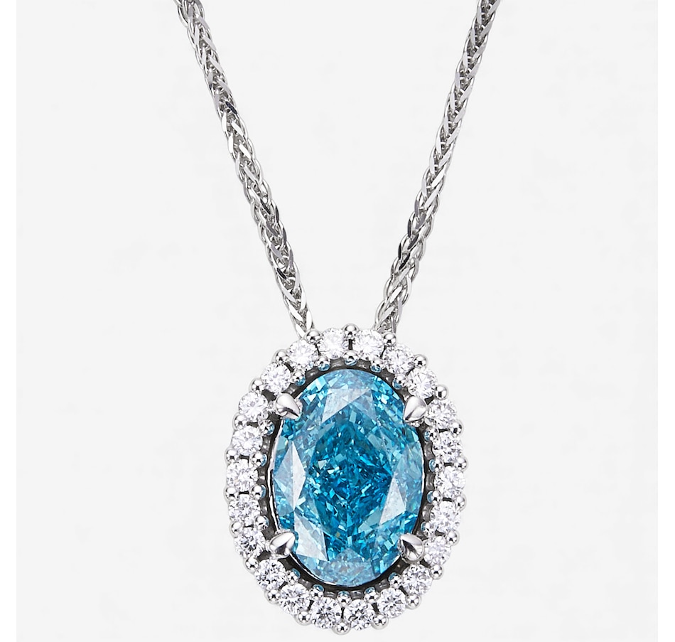 Image 115302.jpg, Product 115-302 / Price $4,299.99, EVERA Diamonds 14K White Gold 3.33 ctw Blue and White Diamond Pendant with Chain from Evera Diamonds on TSC.ca's Jewellery department
