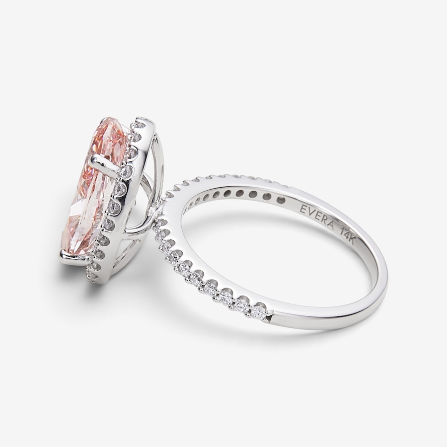 Image 115312_ALTMORE1.jpg, Product 115-312 / Price $6,499.99, EVERA Diamonds Couture Collection 14K White Gold 4.34 ctw Oval Shape Pink and White Diamond Halo Ring from Evera Diamonds on TSC.ca's Jewellery department