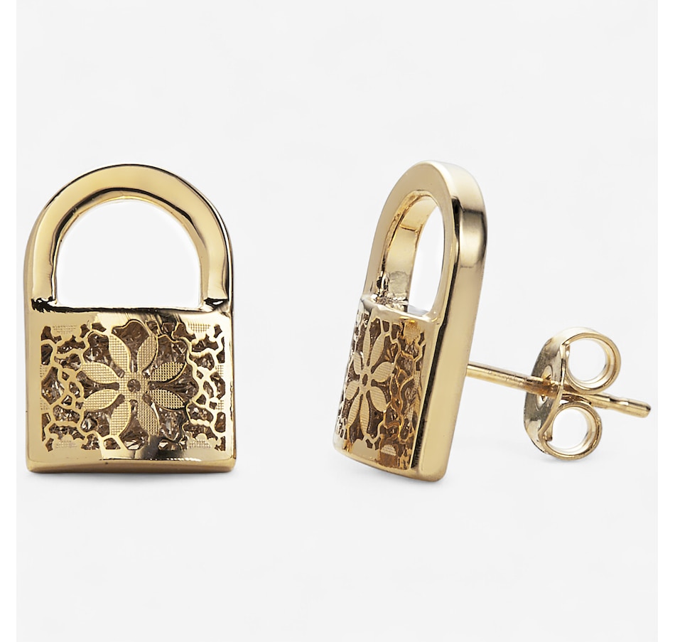 Image 115323.jpg, Product 115-323 / Price $559.99, Stefano Oro 14K Yellow Gold Flower Ricami Locket Stud Earrings Earrings from Stefano Oro on TSC.ca's Jewellery department