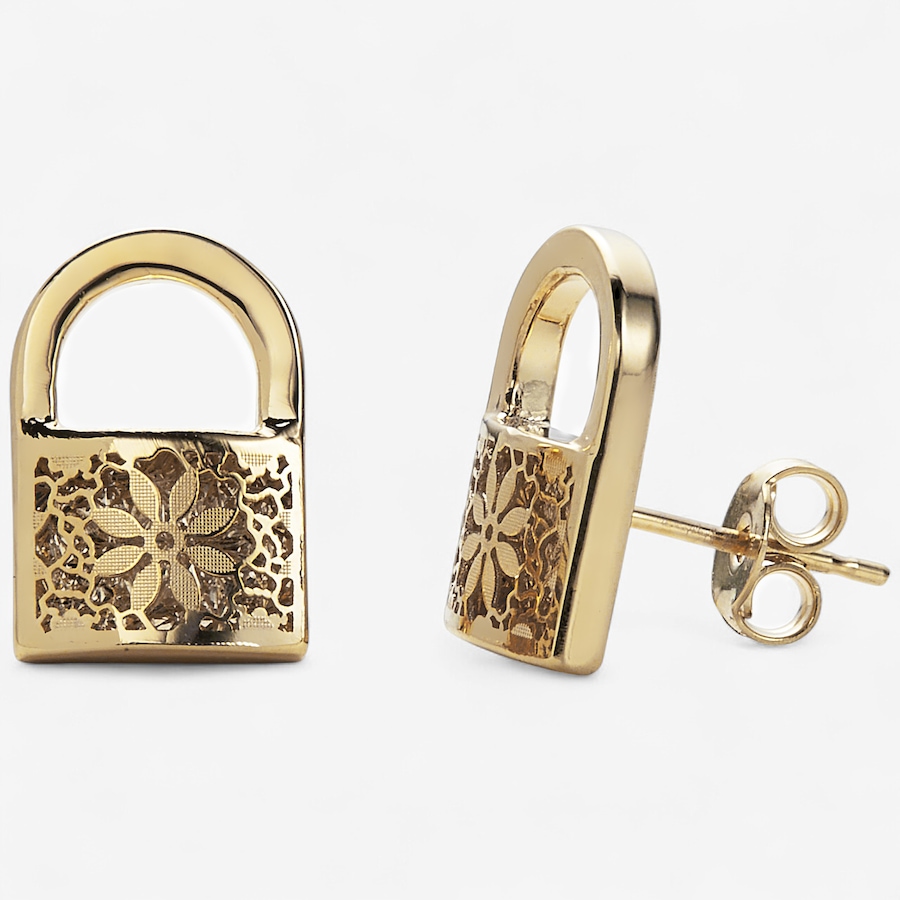 Image 115323.jpg, Product 115-323 / Price $549.99, Stefano Oro 14K Yellow Gold Flower Ricami Locket Stud Earrings Earrings from Stefano Oro on TSC.ca's Jewellery department