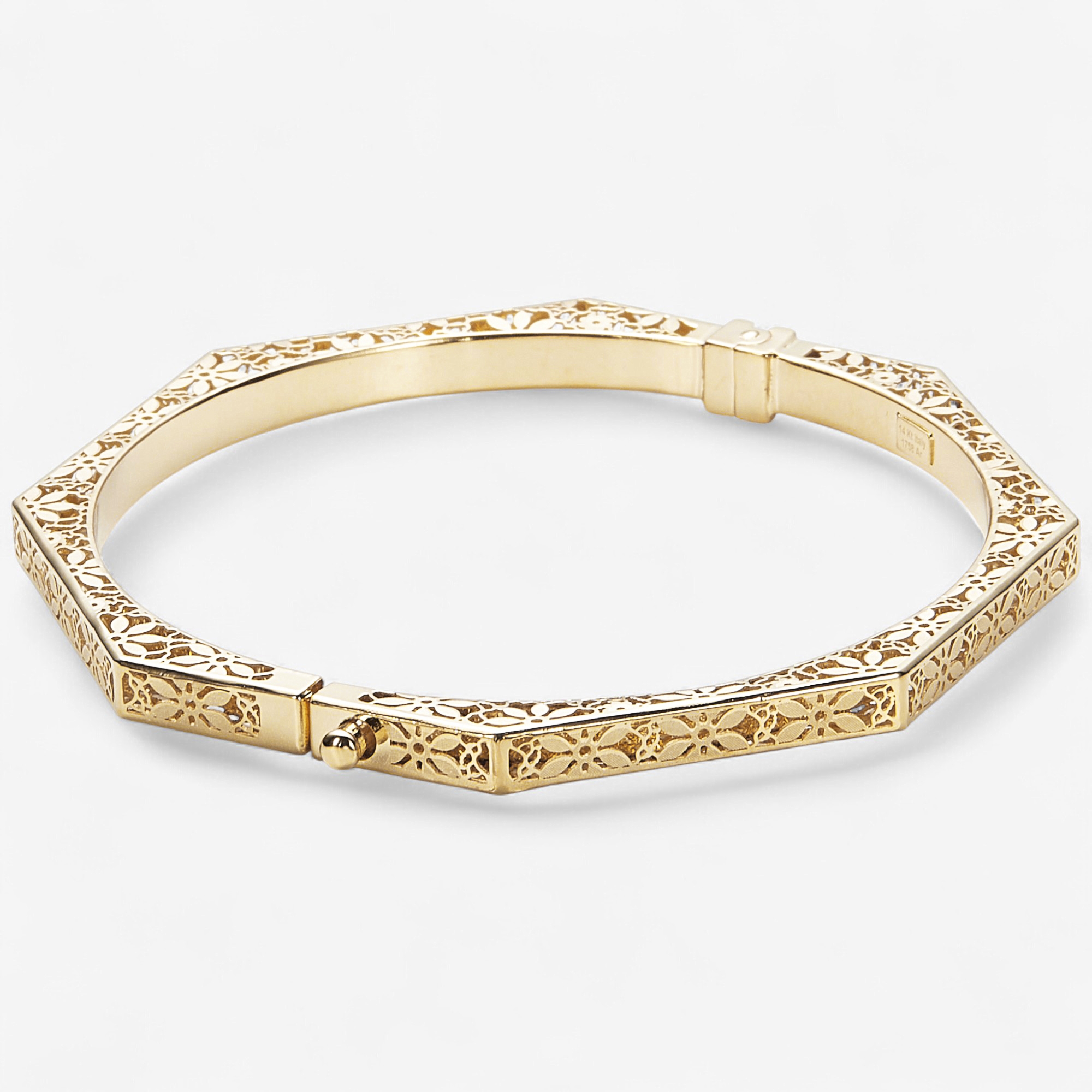 Stefano Oro 14K Yellow Gold Octagonal Fiori Ricami Bangle - TSC.ca