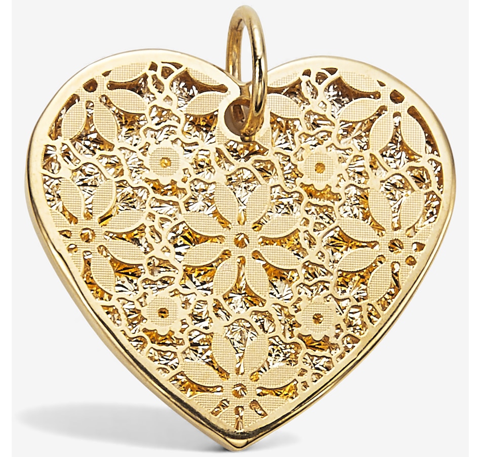 Image 115335.jpg, Product 115-335 / Price $519.99, Stefano Oro 14K Yellow Gold Flower Ricami Heart Pendant from Stefano Oro on TSC.ca's Jewellery department