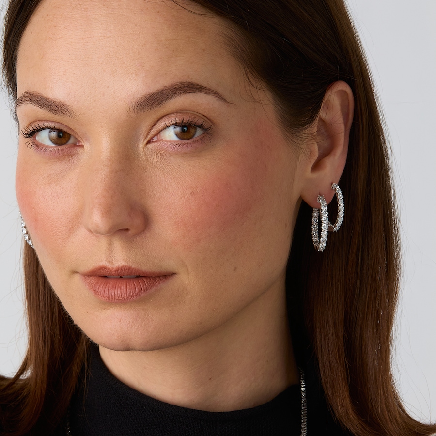 Image 115348_ALTMORE203.jpg, Product 115-348 / Price $999.99 - $1,599.99, EVERA Diamonds Sterling Silver Diamond Hoop Earrings from Evera Diamonds on TSC.ca's Jewellery department