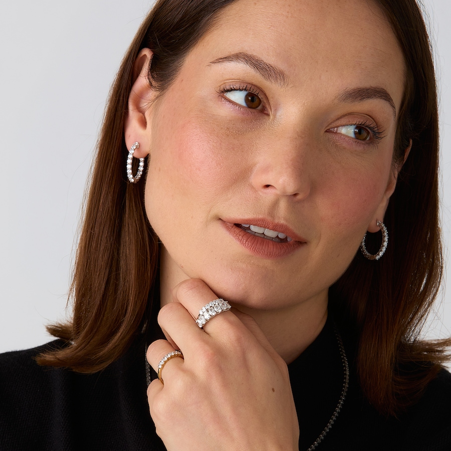 Image 115348_ALTMORE204.jpg, Product 115-348 / Price $999.99 - $1,599.99, EVERA Diamonds Sterling Silver Diamond Hoop Earrings from Evera Diamonds on TSC.ca's Jewellery department