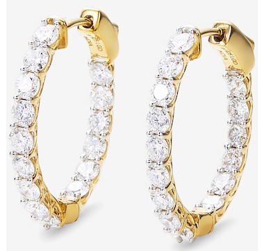 EVERA Diamonds Sterling Silver Diamond Hoop Earrings