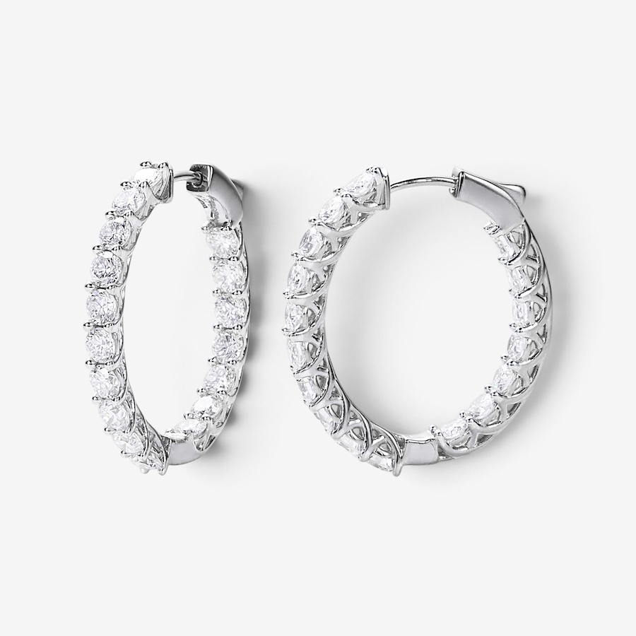 Image 115348_RH5CT.jpg, Product 115-348 / Price $999.99 - $1,599.99, EVERA Diamonds Sterling Silver Diamond Hoop Earrings from Evera Diamonds on TSC.ca's Jewellery department