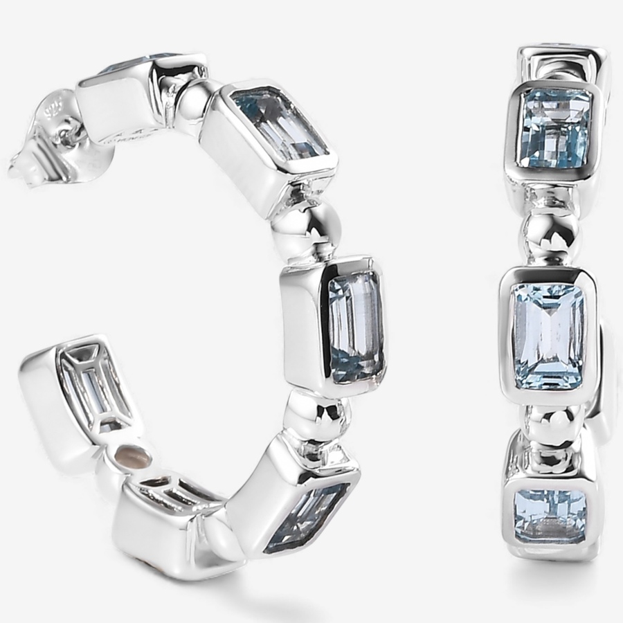Image 115412_BTP.jpg, Product 115-412 / Price $179.99, Gem Reflections Sterling Silver Gemstone J Hoop Earrings from Gem Reflections on TSC.ca's Jewellery department