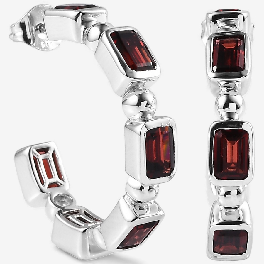 Image 115412_GAR.jpg, Product 115-412 / Price $179.99, Gem Reflections Sterling Silver Gemstone J Hoop Earrings from Gem Reflections on TSC.ca's Jewellery department