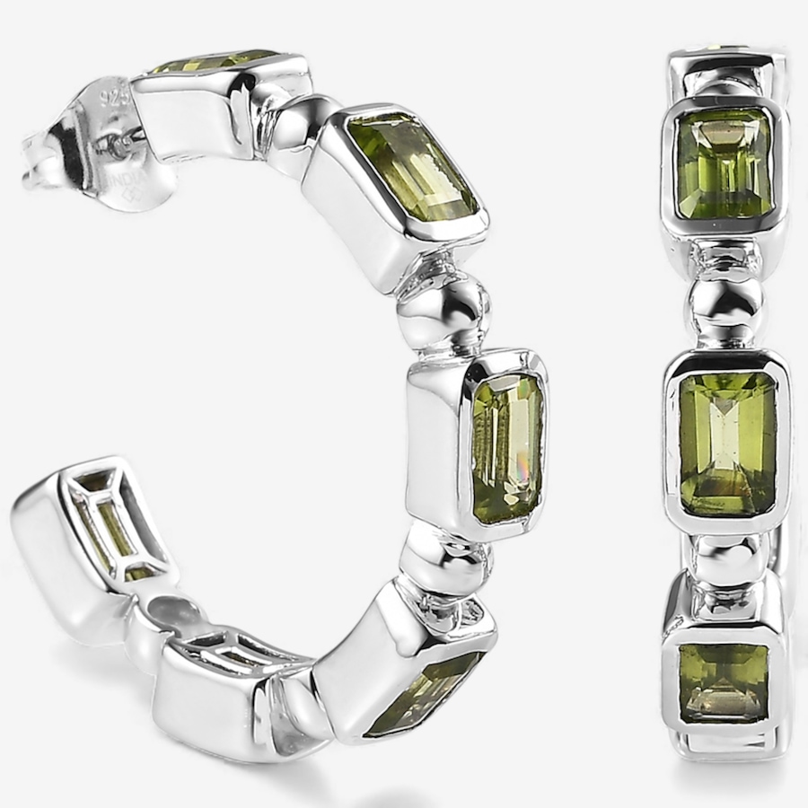 Image 115412_PER.jpg, Product 115-412 / Price $179.99, Gem Reflections Sterling Silver Gemstone J Hoop Earrings from Gem Reflections on TSC.ca's Jewellery department