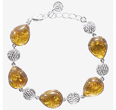 Amber Extraordinaire Sterling Silver Pear Cut Bracelet