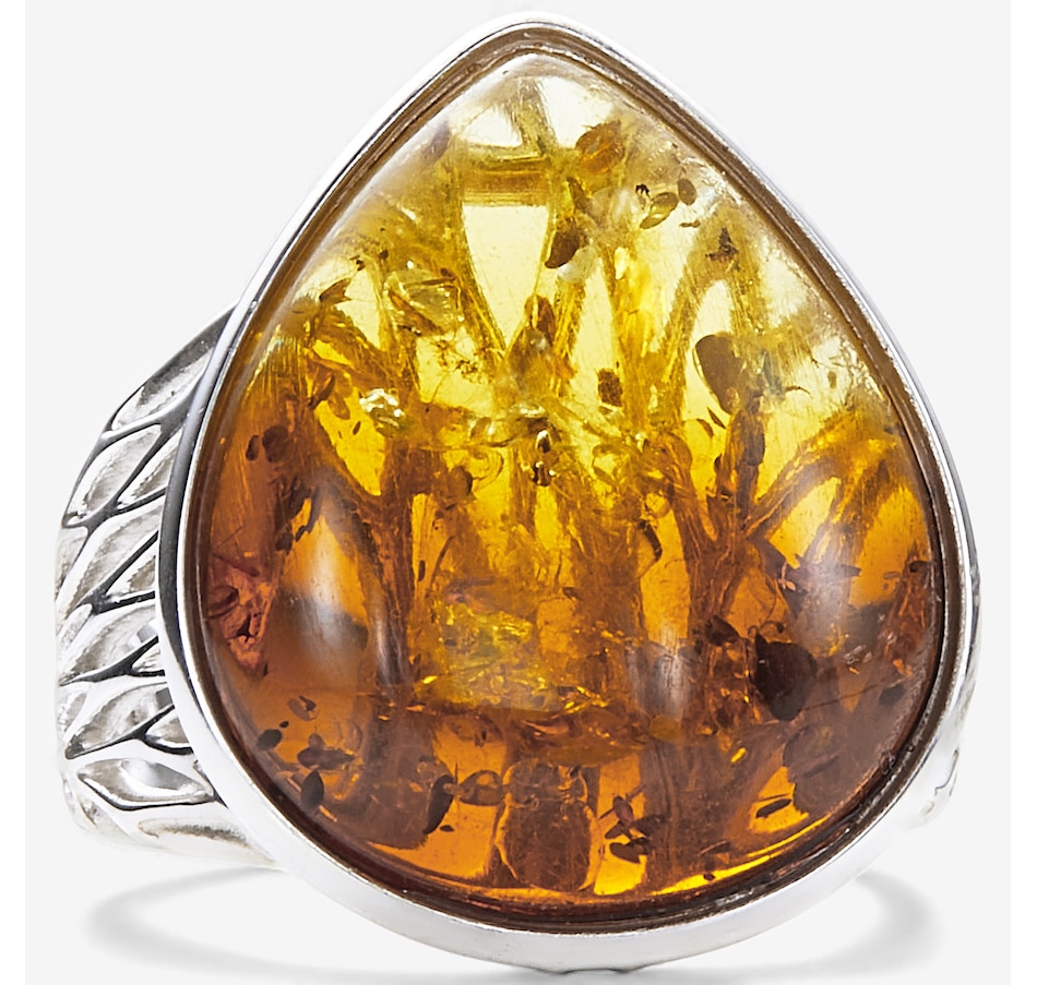 Image 115417_SVOMB.jpg, Product 115-417 / Price $99.99, Amber Extraordinaire Sterling Silver Pear Cut Ring from Amber Extraordinaire on TSC.ca's Jewellery department