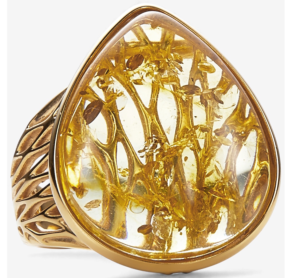 Image 115417_YPLMN.jpg, Product 115-417 / Price $99.99, Amber Extraordinaire Sterling Silver Pear Cut Ring from Amber Extraordinaire on TSC.ca's Jewellery department